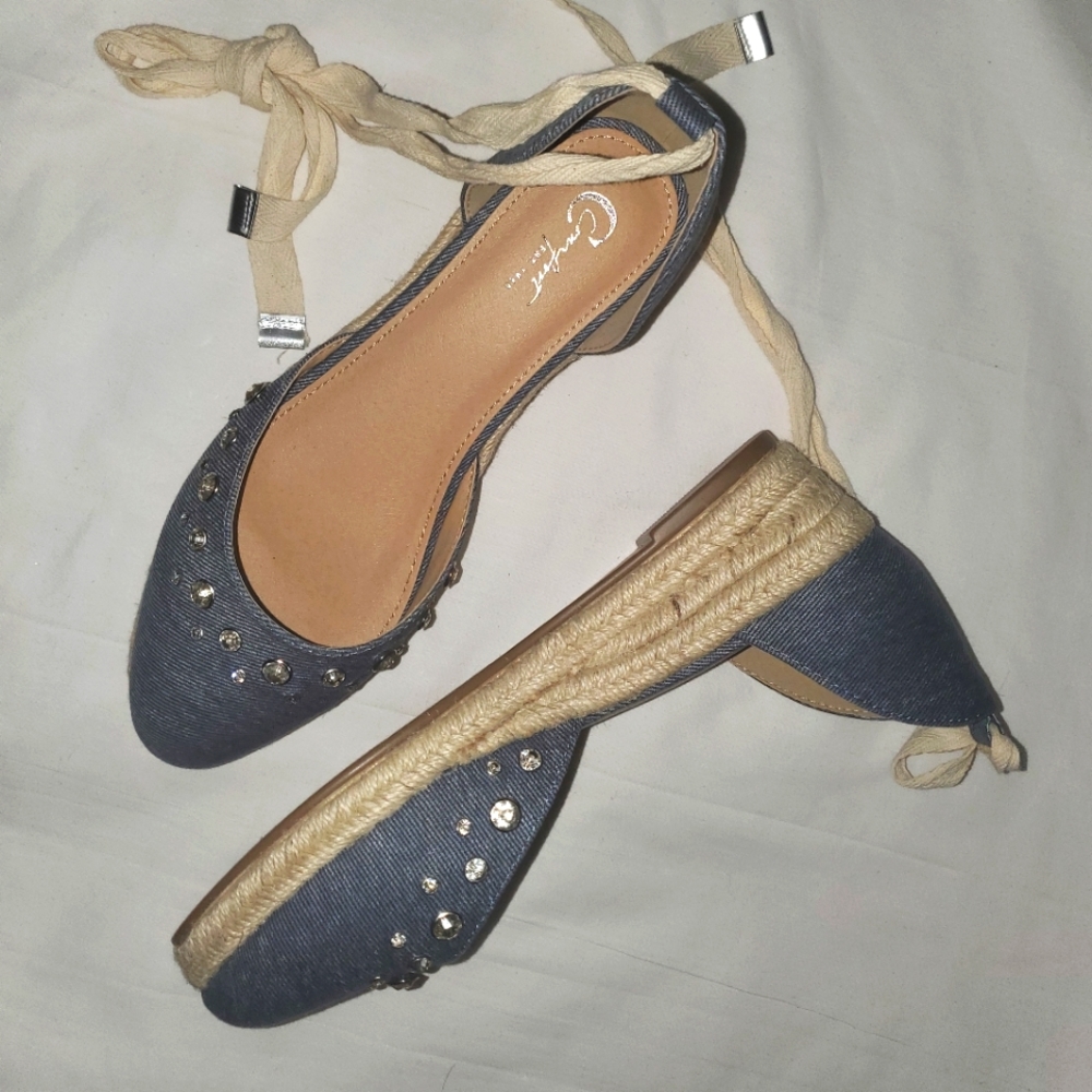 : Cato denim dimond studded wedge heels size 8